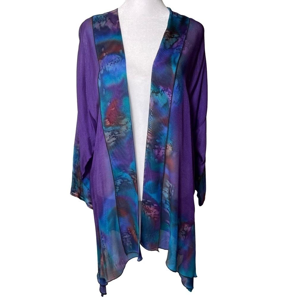 Louise Blumberg Santa Barbara Wearable Art Silk Chiffon Duster Jacket Handmade